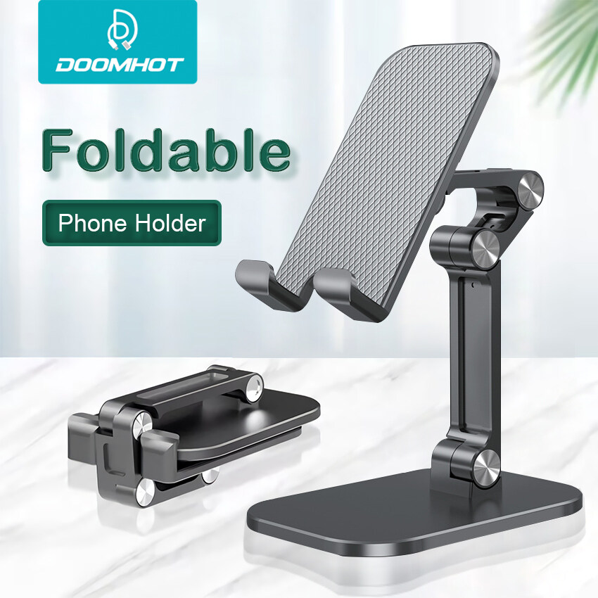 DoomHot Universal Phone Stand Universal Folding Desktop Phone Holder Premium Portable Foldable Adjustable Angle Smart Handphone Stand Dock Holder For Android, IOS, Phones, Console, Xiaomi, Apple, Huaw